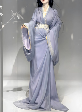 紫色战国袍汉服女装仙气大袖拖尾直裾古装古风舞蹈演出服2026新款