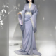 紫色战国袍汉服女装 古风舞蹈演出服2025新款 仙气大袖 拖尾直裾古装