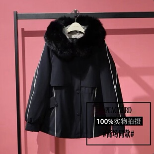 可拆卸连帽派克服皮草外套A1ADE415WJ9 新款 太平鸟女装 2025年冬季