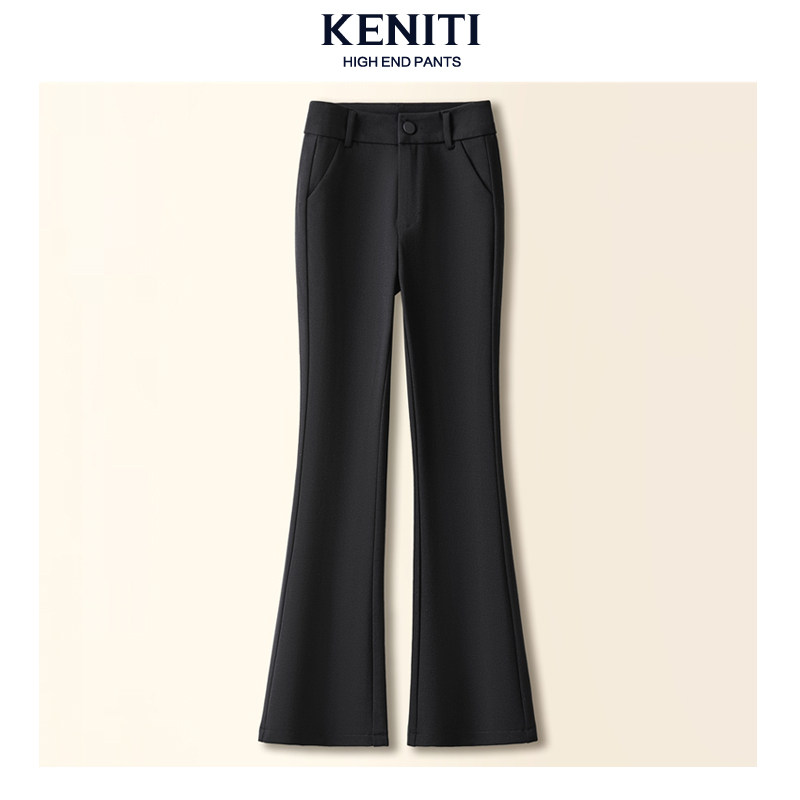 黑色弹力微喇叭裤子女夏季季高腰垂感西裤宽松显瘦喇叭裤2025年新