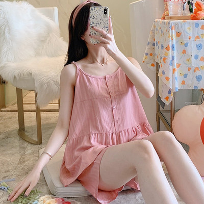 夏款吊带睡衣女夏季纯棉2025年新款女士纯欲风绣红两件套装家居服,女士内衣/男士内衣/家居服,睡衣/家居服套装,淘宝优惠券,粉丝福利购,淘宝优惠卷