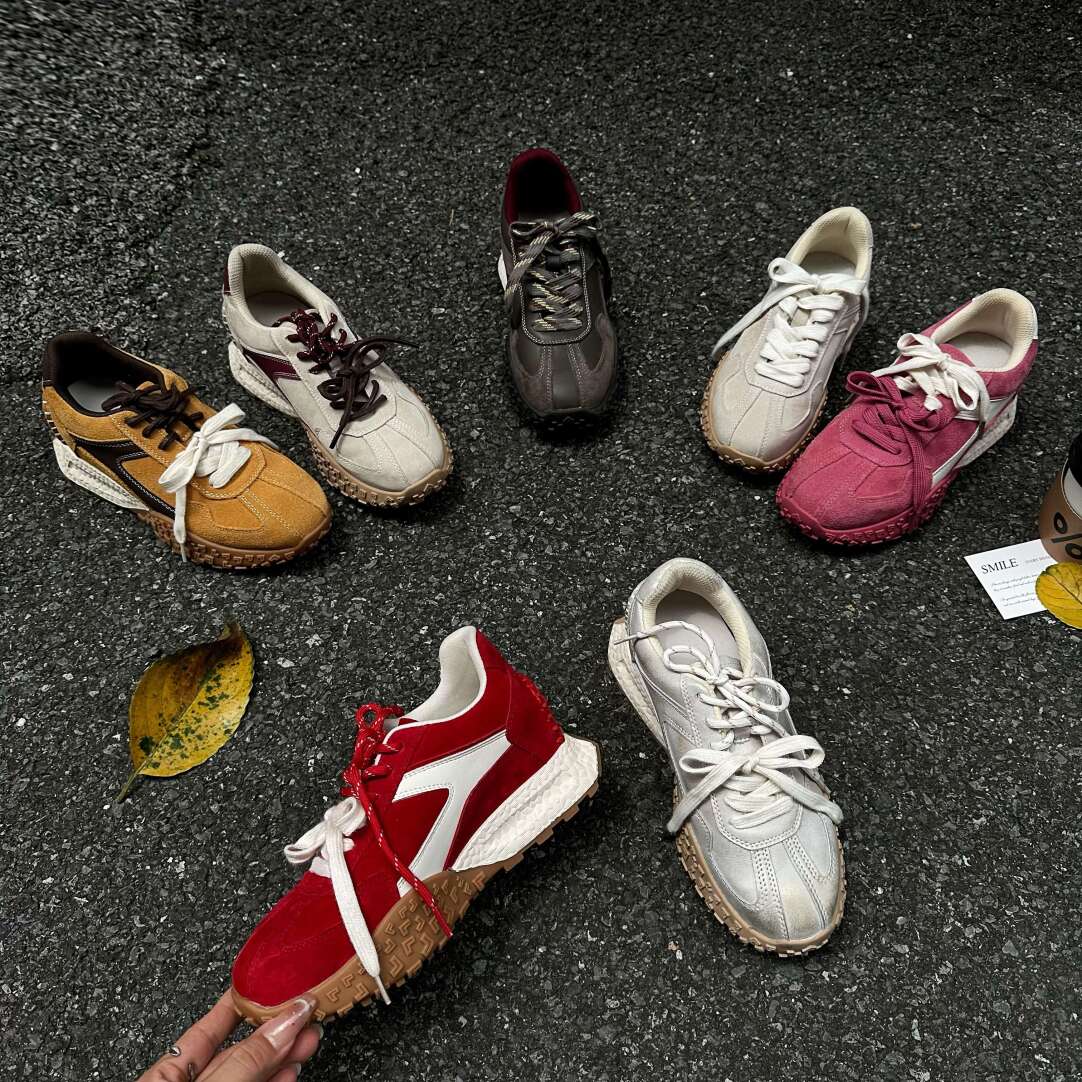 范小落+7cm内增高德训鞋女2025秋冬新款小个子厚底休闲百搭运动鞋