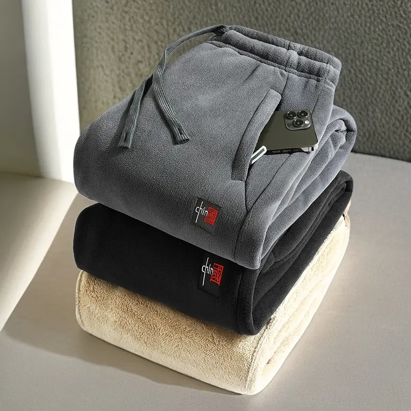 拼驼服饰休闲抓绒裤男士加绒运动裤宽松冬季澳粒绒男女同款