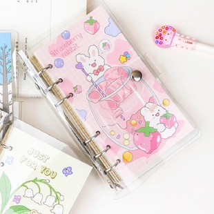 pvc透明可拆活页手账本ins风女孩学生高颜值日记本可爱简约贴纸本