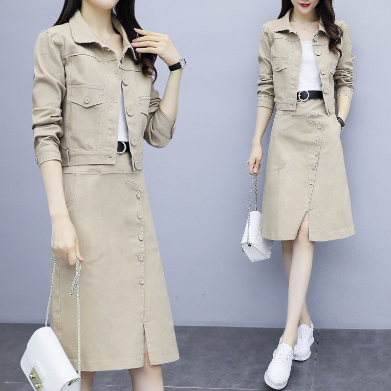 秋装2020年新款女早秋款休闲时尚御姐连衣裙气质轻熟风洋气两件套