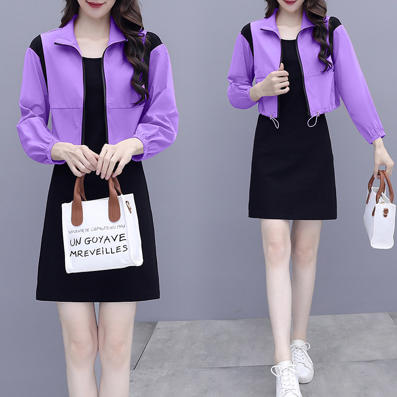 早秋小外套吊带套装裙子秋装2020年新款小个子连衣裙收腰显瘦气质