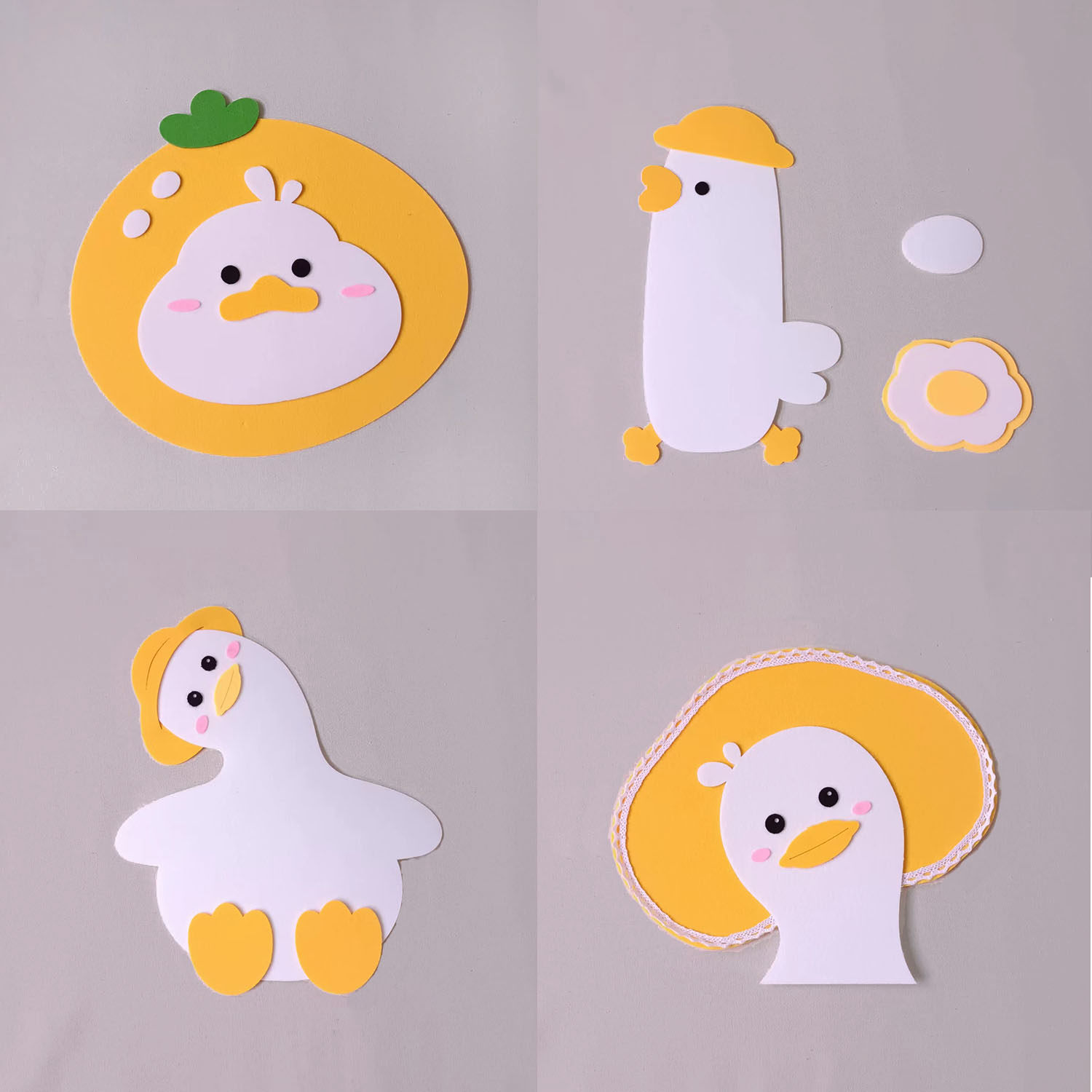 加油鸭环创可爱鸭幼儿园主题门帘挂饰区域卡通不织布材料黄鸭墙贴