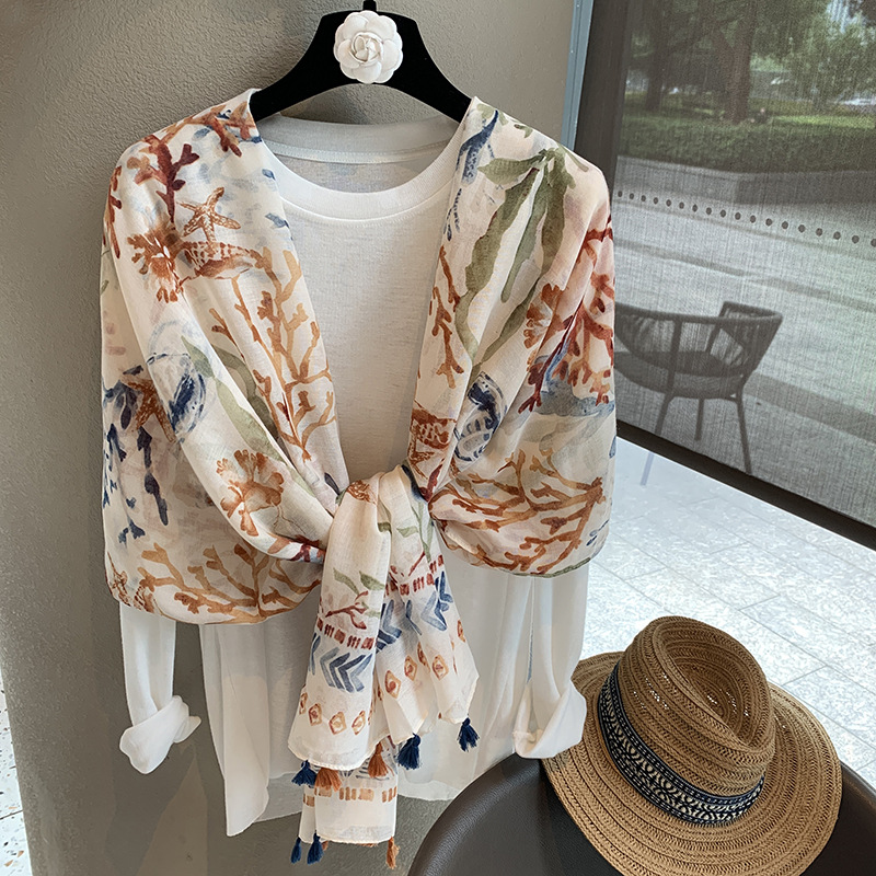 淑女温柔宽松港风气质丝巾日系休闲游玩外搭围巾披风 scarf shawl