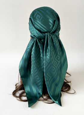 马来西亚90cm大方巾仿真丝丝巾女花纹包头巾民族风披肩围巾 scarf