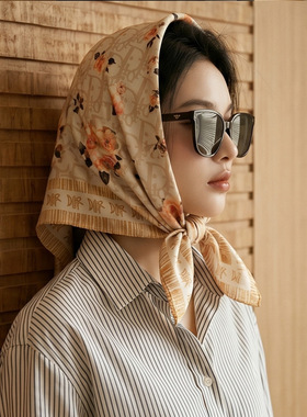 欧美外贸围巾多功能90cm大方巾简约百搭披肩防晒包头巾scarf lady