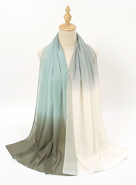 马来西亚雪纺渐变色包头围巾防晒披肩头巾女 Dubai scarf