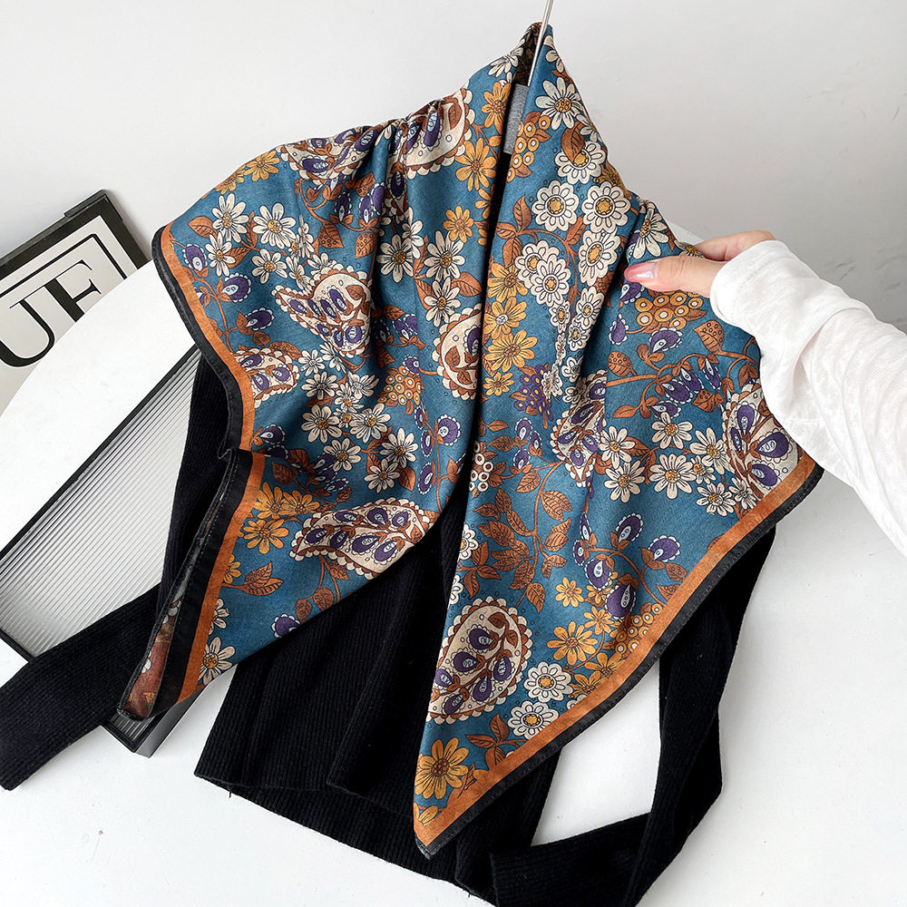 春秋90cm大方巾丝巾民族风领巾百搭波希米亚围巾scarf shawl lady