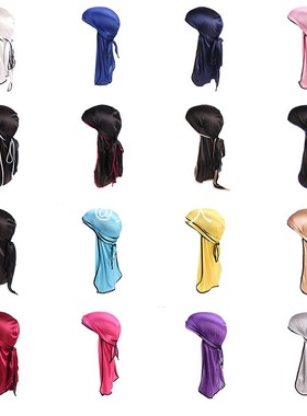 仿真丝绸缎包边海盗帽黑人长尾弹性街舞包头帽杜拉格 SILKY DURAG