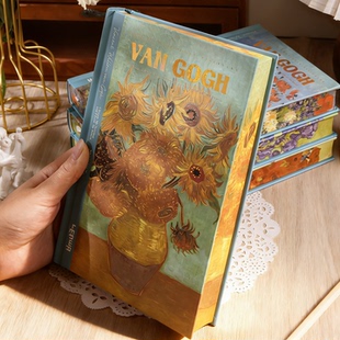 联华A5梵高之花日记本油画精装笔记本子高颜值手账本加厚空白办公记事本生日礼物创意文具
