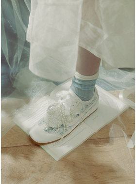 【椿】Daydream1/真皮珍珠蕾丝方头德训鞋运动小白鞋草坪婚礼婚鞋