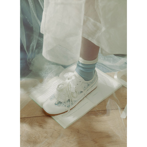 真皮珍珠蕾丝德训鞋草坪婚礼婚鞋