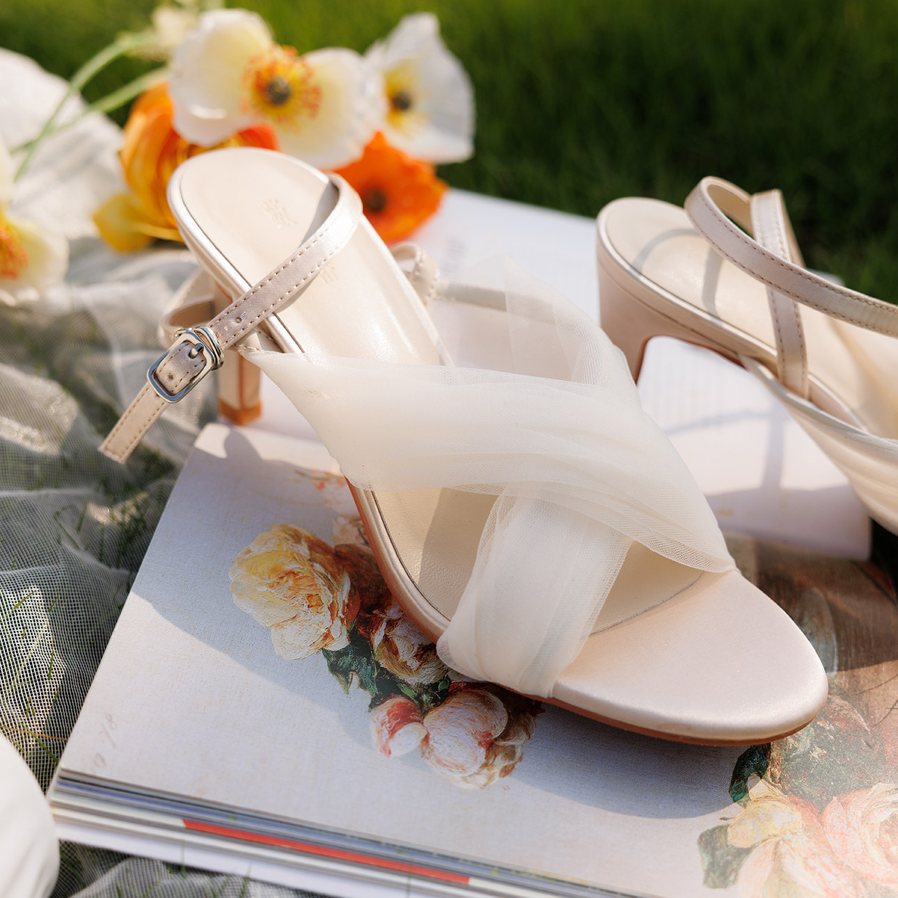 【椿】塞纳河畔/法式复古网纱交叉带露趾细高跟凉鞋仙女风伴娘鞋,女鞋,一字带凉鞋,淘宝优惠券,粉丝福利购,淘宝优惠卷