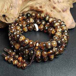 木子李家抚顺天然琥珀手串翳珀干白花金珀项链原石蓝血珀手链女男