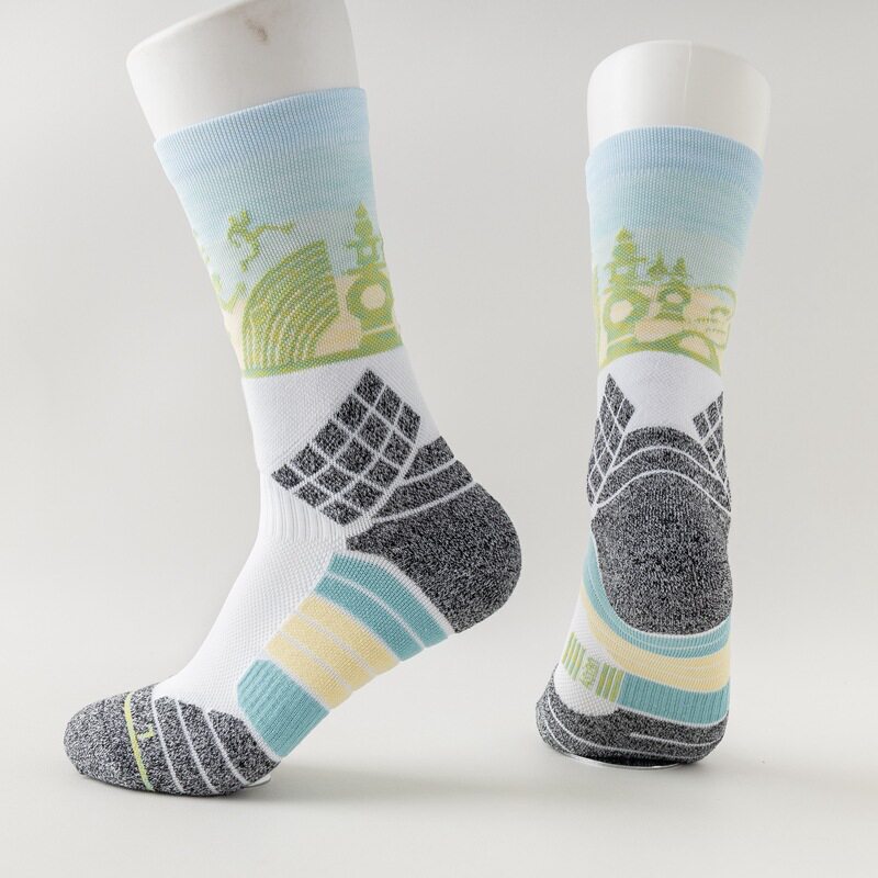 Professional Basketball Socks for Men, High-Top, Thickened Towel Bottom, Shock-Absorbing, Breathable, Practical Basketball Socks, Running Sports Elite Socks