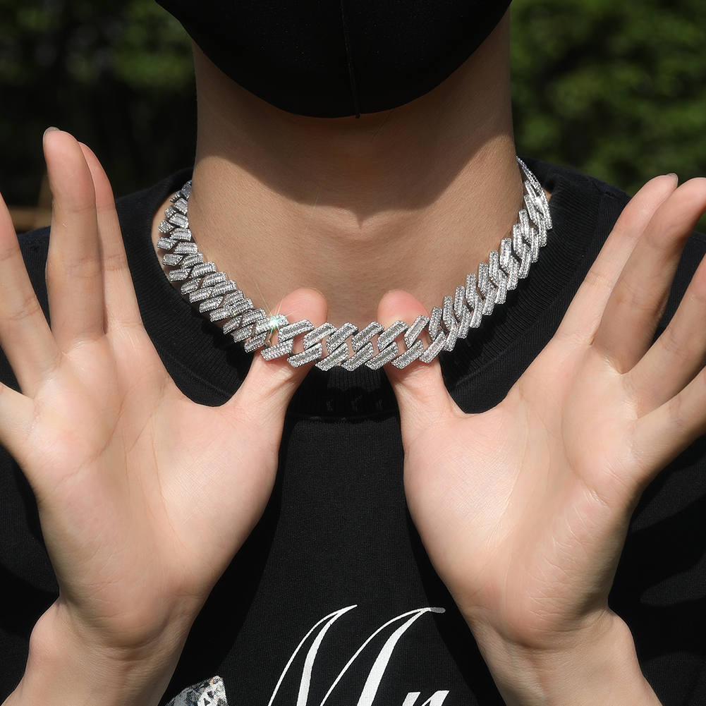 嘻哈诺米糯米同款项链百搭2024中国新说唱同款项链满钻条形古巴链