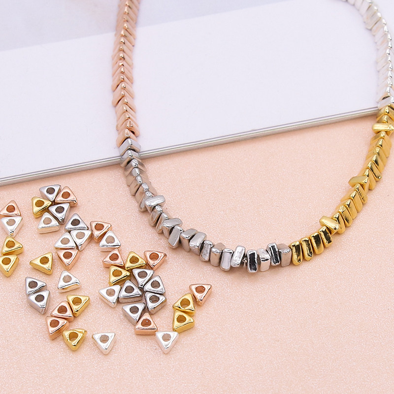 s925纯银实心几何小隔珠三角手链