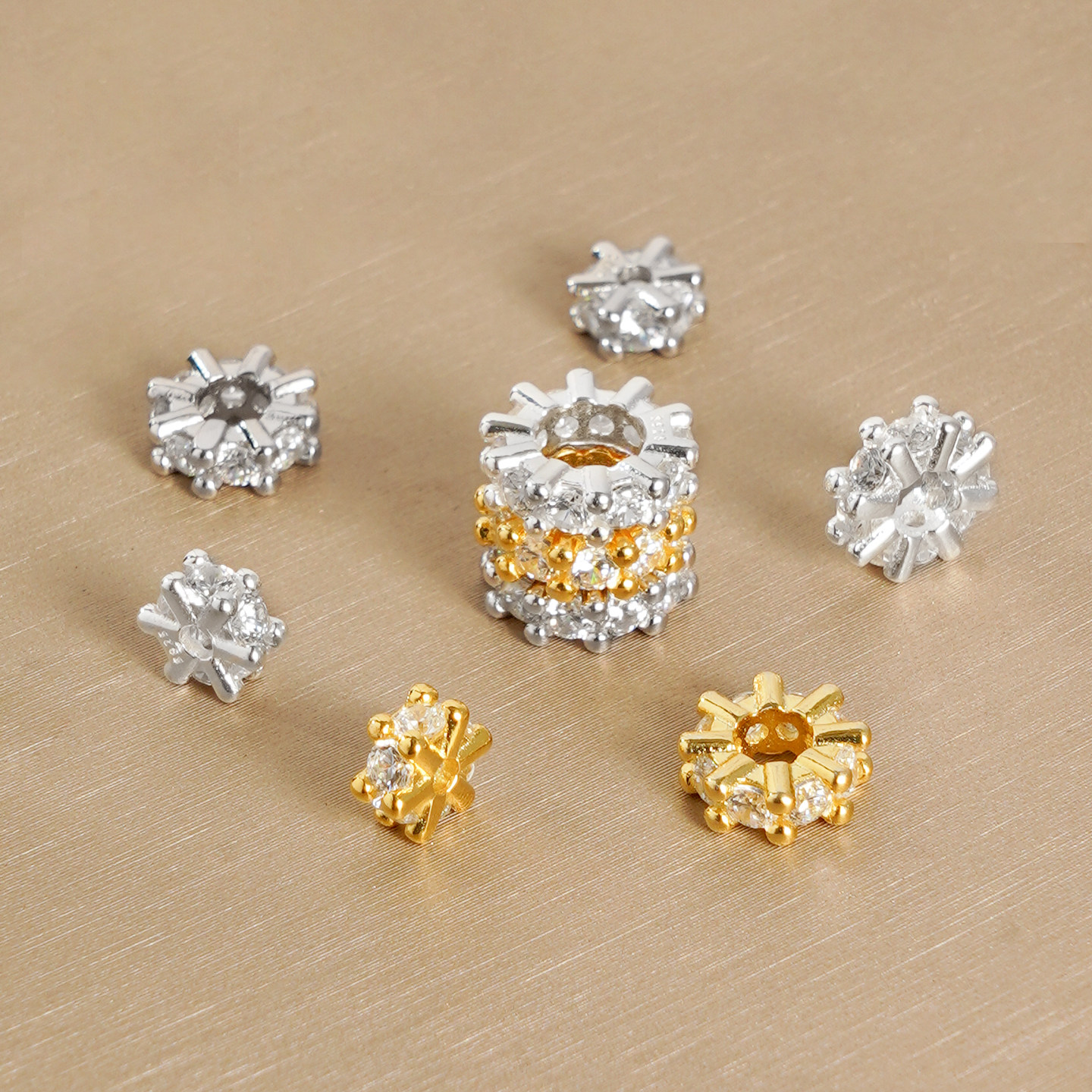 纯银雪花款满钻跑环隔片垫片