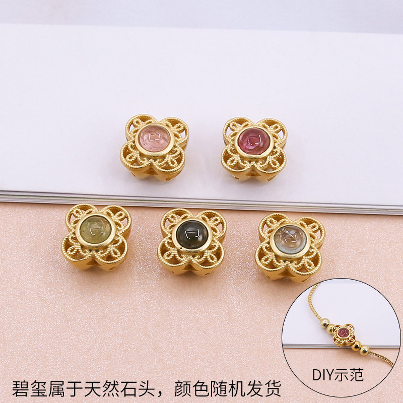 纯银古法金四叶草吊坠