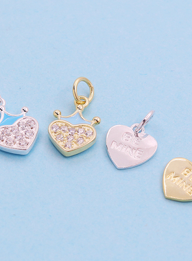 diy滴胶手链配饰光面心形吊坠