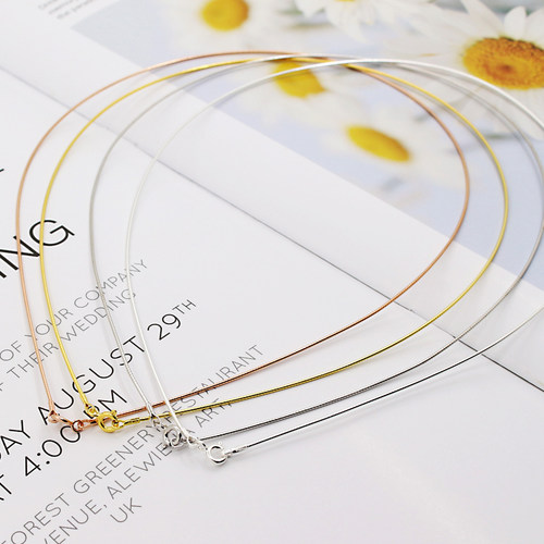 s925纯银圆蛇骨项圈花diy颈圈