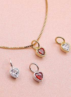 diy迷你配件红锆石心形手工串珠