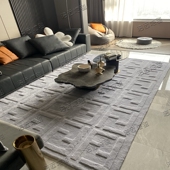 大牌轻奢欧美立体凹凸双F客厅茶几卧室床尾满铺书房手工地毯定制