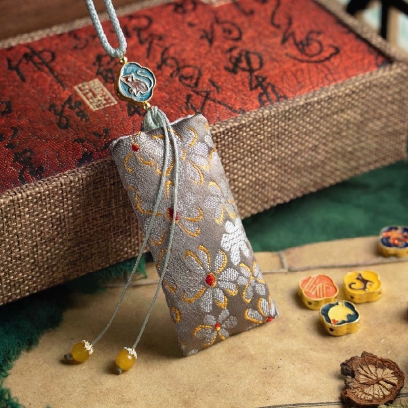 古风高档镀金生肖小香囊精美国风空袋中药diy定制香包宫廷手工