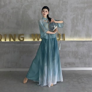 泛舞衣古典舞蹈服新中式民国风旗袍上衣飘逸阔腿裤裙中国风练功服