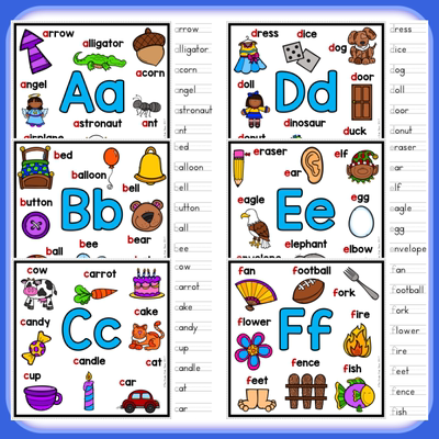 26个英文字母闪卡大英语自然拼读phonics早教认知教具描写电子版