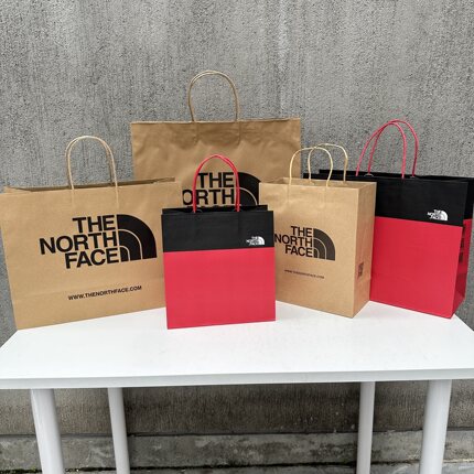 The North Face北面 柜台正品手提袋 牛皮纸袋 鞋服购物袋子