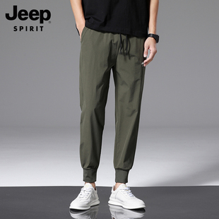 子男夏季 速干运动九分休闲裤 薄款 子男新款 潮 宽松束脚裤 吉普冰丝裤