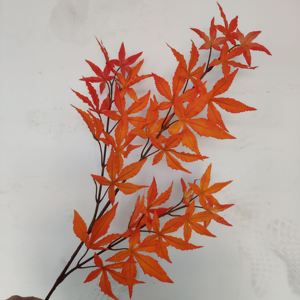 单片仿真鸡爪枫鸡爪械单支红色绿色黄色塑料过胶假枫叶装饰假树叶
