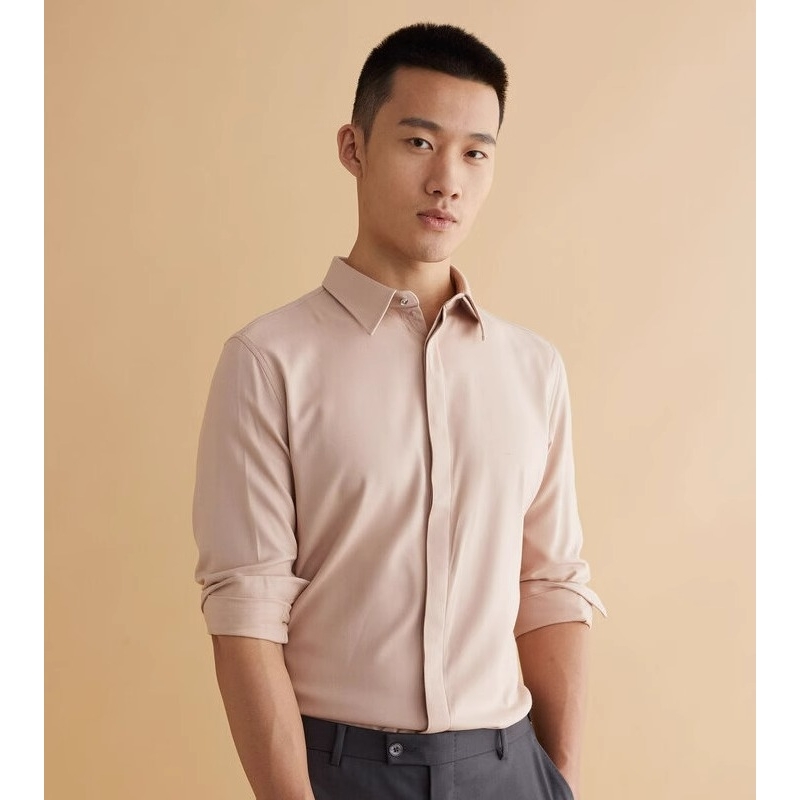 春秋新款时尚纯色打底衬衣