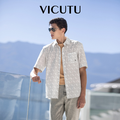 泡泡纱时尚灰色休闲百搭衬衣