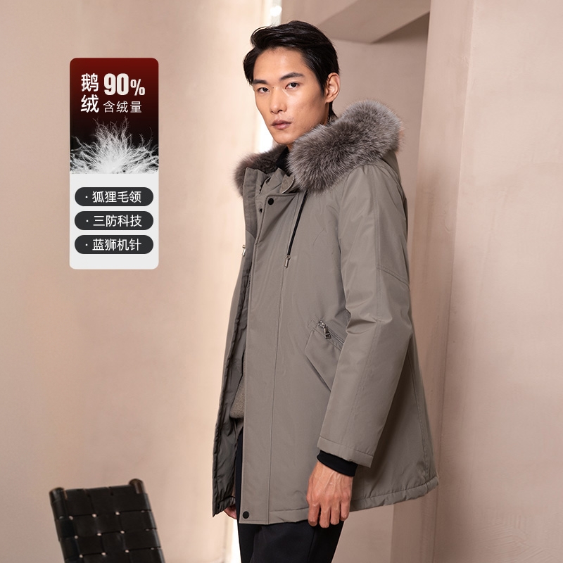 威可多90白鹅绒羽绒服高蓬狐狸毛