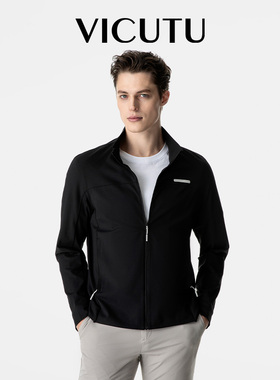 VICUTU/威可多26夏季夹克男春夏款舒适立领拉链黑色百搭外套