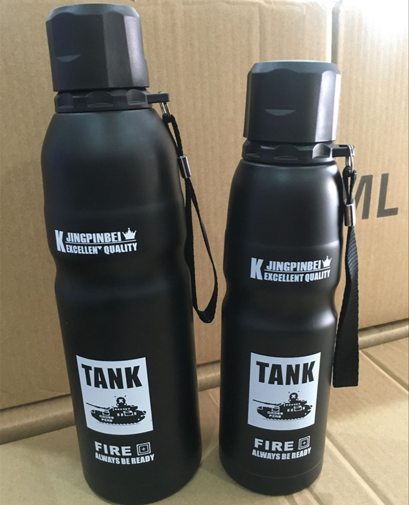 俄罗斯军绿户外男女学生304不锈钢大容量便携大水杯瓶保温杯茶杯