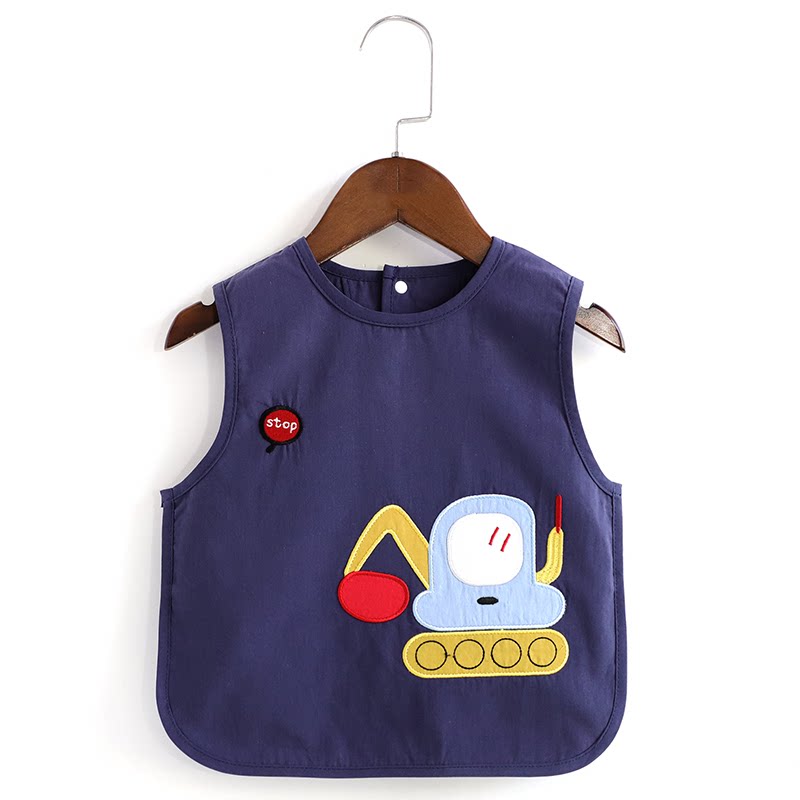 宝宝罩衣吃饭防水防脏无袖围裙婴幼儿辅食围兜男女儿童四季反穿衣