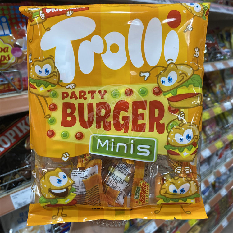 香港代购德国Trolli/口力迷你汉堡包造型橡皮软糖10枚入袋装90G