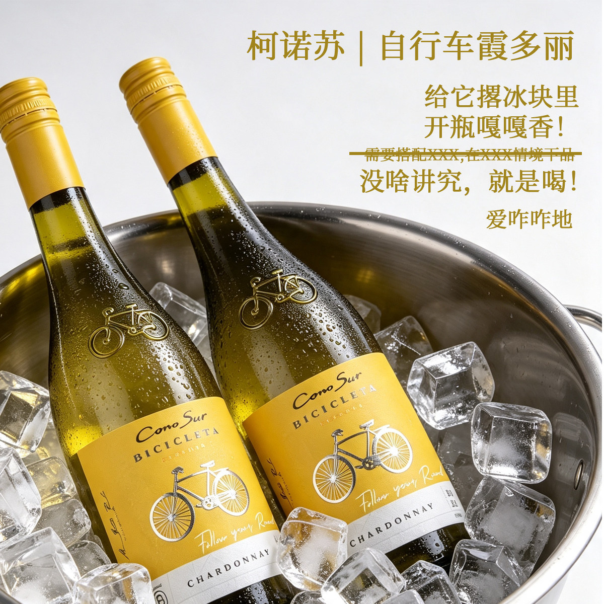柯诺苏损标酒自行车夏日组合大促霞多丽长相思白葡萄酒