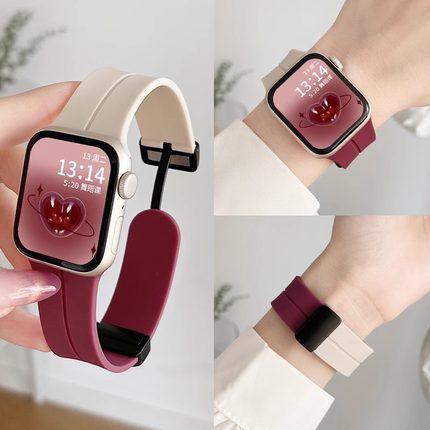 psnld适用红米watch4/5表带折叠硅胶磁吸小米手环9/8pro表带女生夏天小米红米手表Redmiwatch3/2/1青春版腕带