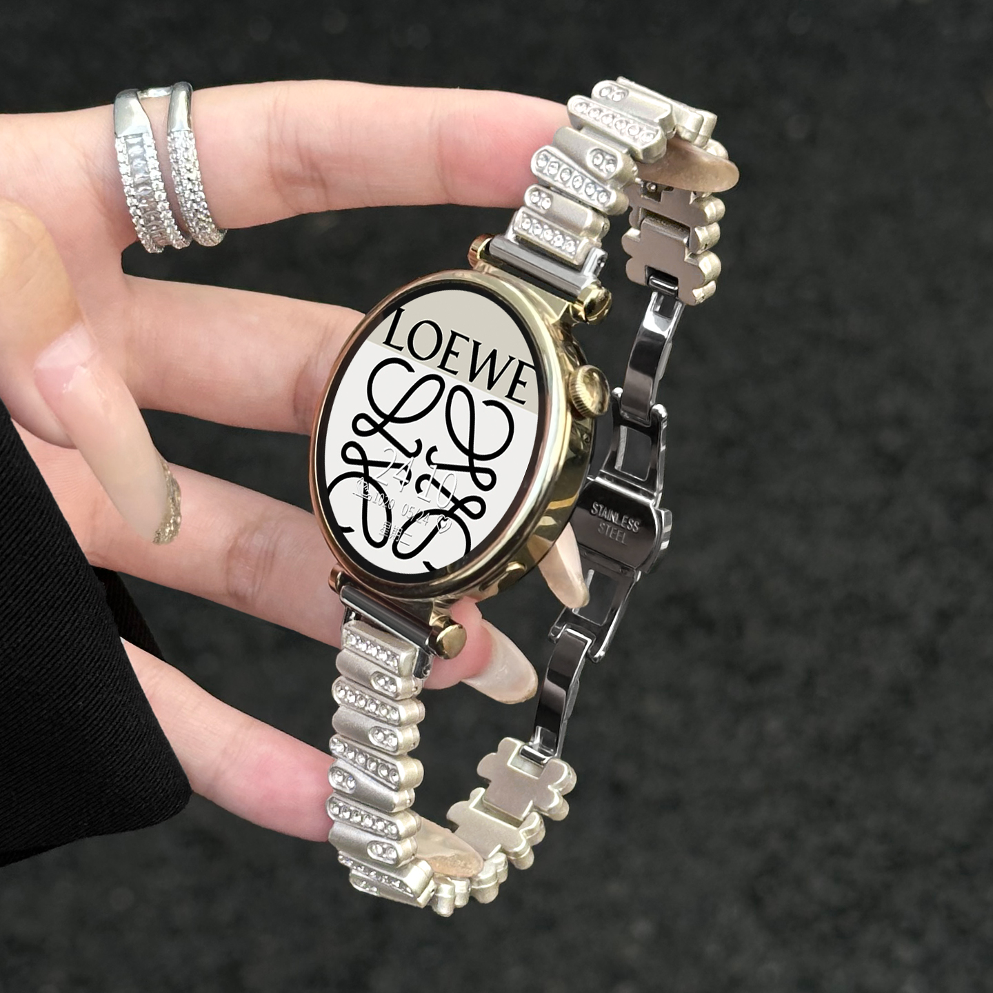 金属满钻不规则手表链psnld