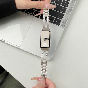 psnld适用华为手环10 高级 9表带创意金属华为手环band8智能7运动6pro替换腕带镂空字母链荣耀手环9表带时尚