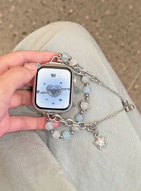 适用红米watch4/5/6表带小米红米手表Redmi watch3/2/1青春腕带金属猫眼石小米手环9pro/8pro表带女生手链