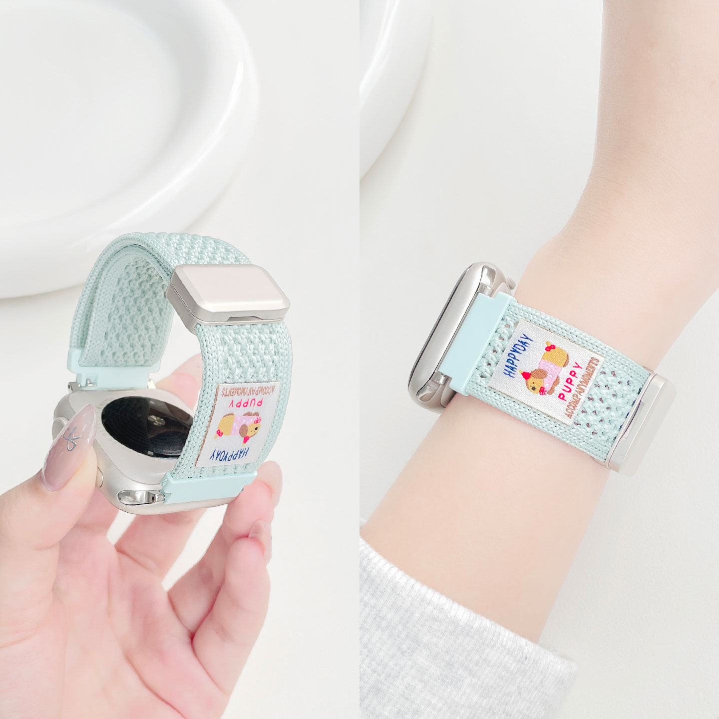 适用华为手表fit4表带新款编织磁吸华为watchfit3表带夏季透气fit2智能运动fitnew手表链可爱小狗fit4pro表壳